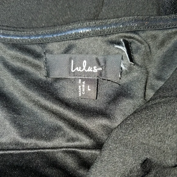 NWOT Lulus Elegant Indication Black Mesh Pearl One-Shoulder Midi Dress Sz L - Picture 6 of 15